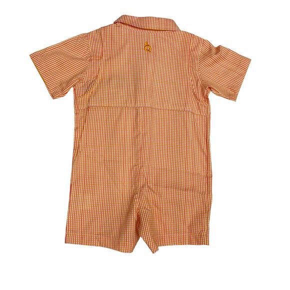 NWT Blue Quail 3-6M Citrus & Pink Check Romper - Picture 2 of 6